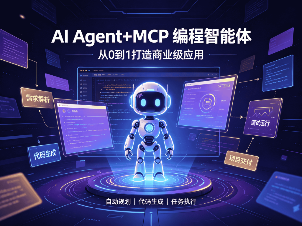 AI Agent+MCP 从0到1打造商业级编程智能体体系课分享_AI从通识到工程落地封面