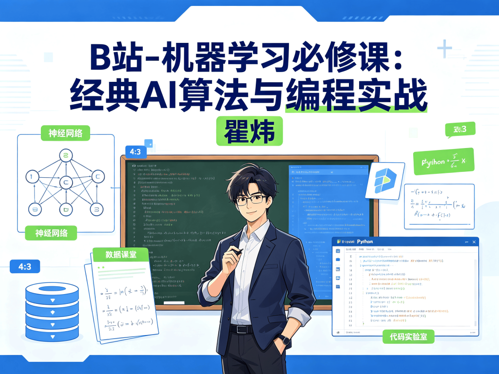 B站 - 机器学习必修课：经典AI算法与编程实战 瞿炜体系课分享_AI从通识到工程落地封面