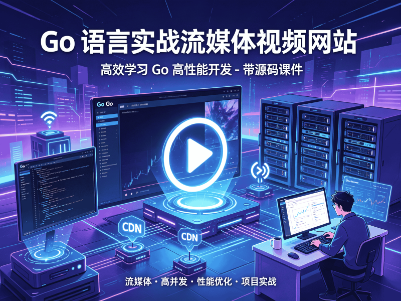 Go语言实战流媒体视频网站，高效学习Go高性能开发 - 带源码课件（VIP）-速优课
