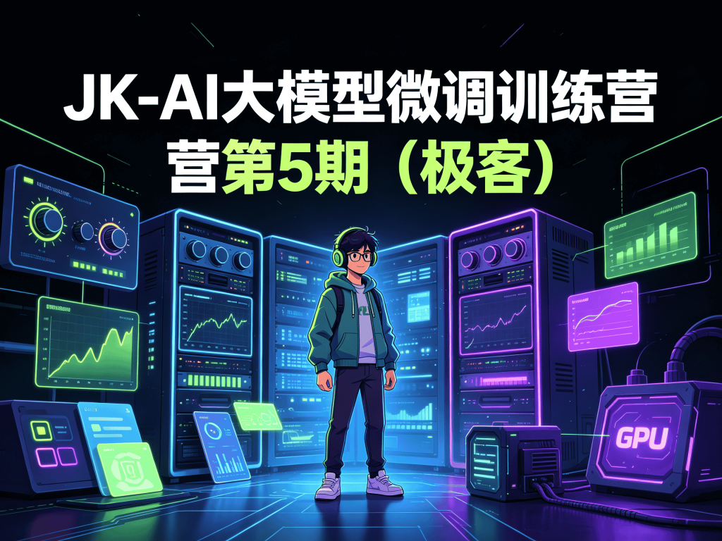 JK-AI大模型微调训练营第5期（极客）全套课程_含AI绘画/视频/部署实战封面