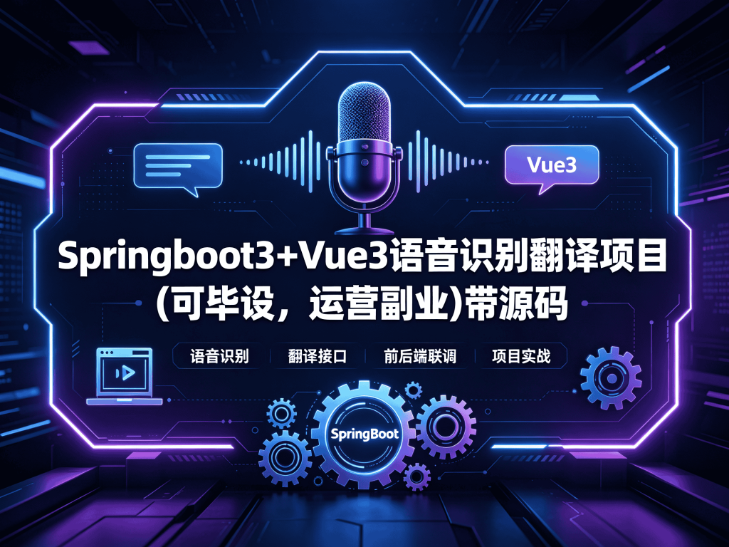 Springboot3+Vue3语音识别翻译项目(可毕设，运营副业)带源码开发教程_2026前端学习路线全解析封面
