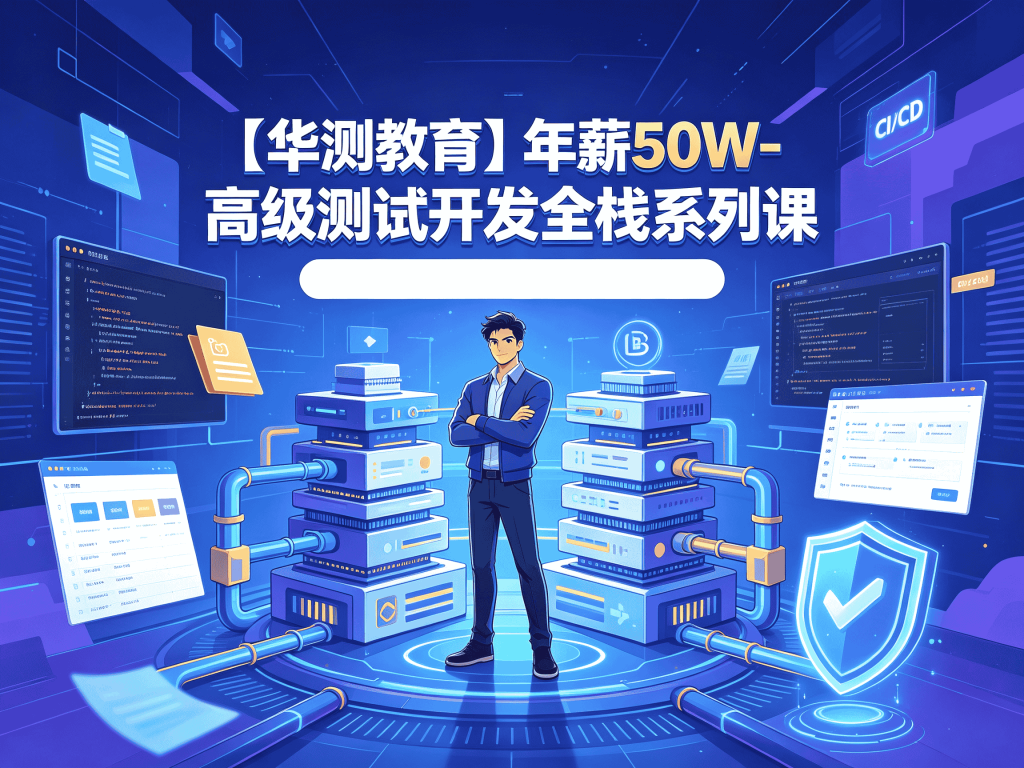 【华测教育】年薪50W-高级测试开发全栈系列课全套课程_测试工程师进阶指南封面