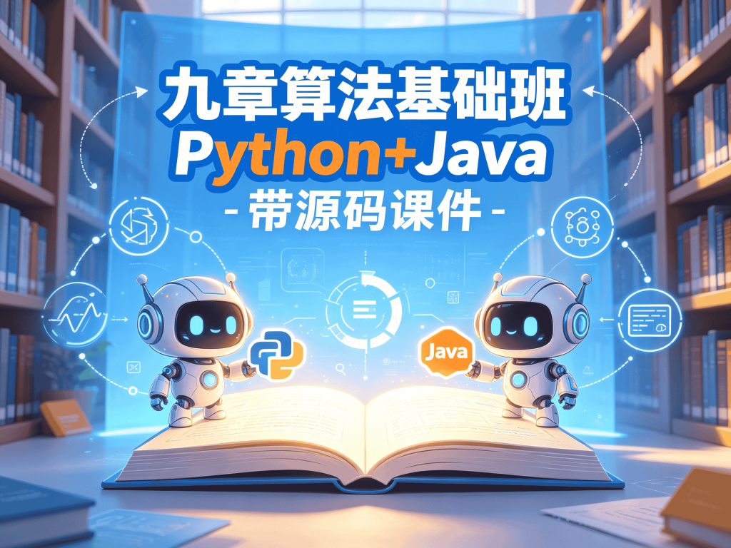 九章算法基础班 Python+Java - 带源码课件教程完整版_Python学习路线2026最新封面