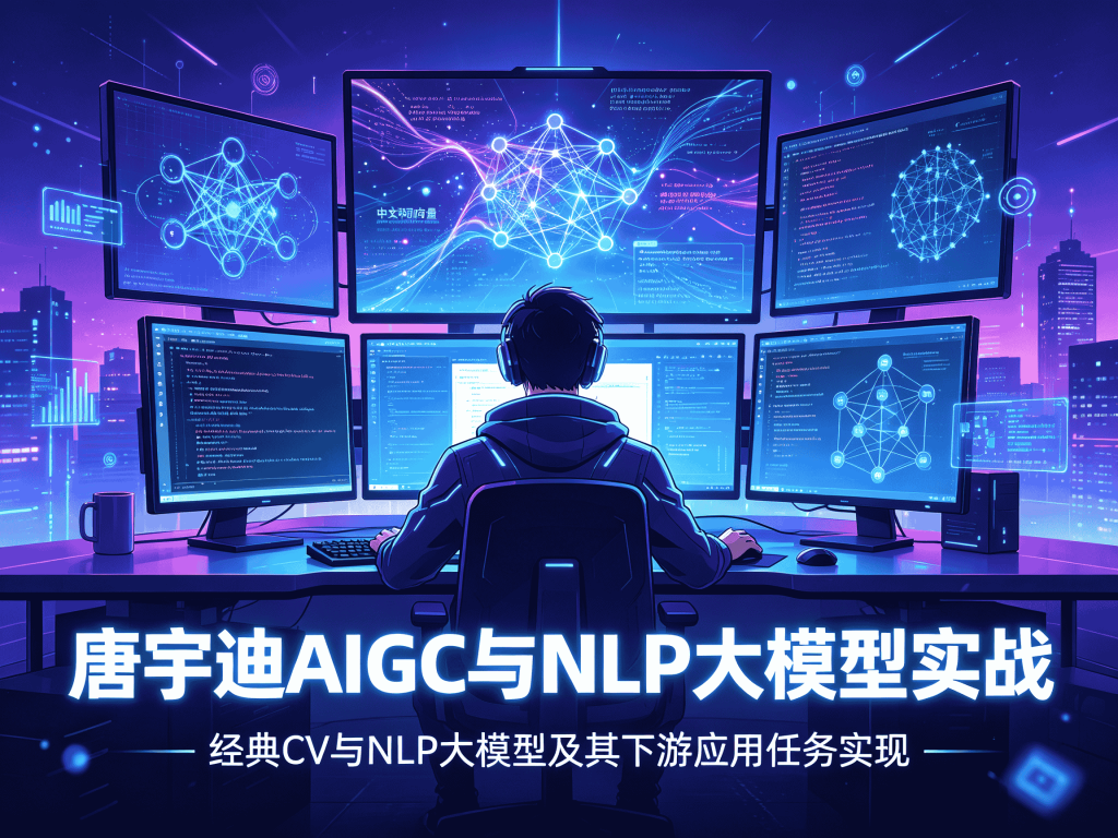 唐宇迪aigc与nlp大模型实战-经典cv与nlp大模型及其下游应用任务实现入门到精通_人工智能学习资源汇总封面
