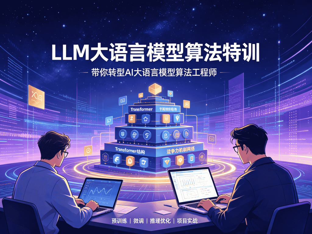 慕课网-体系课-LLM大语言模型算法特训 带你转型AI大语言模型算法工程师入门到精通_人工智能学习资源汇总封面