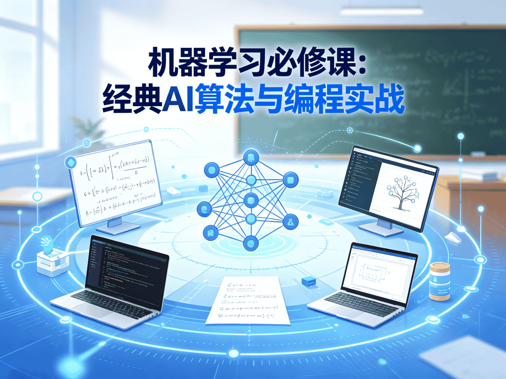 机器学习必修课：经典AI算法与编程实战全套课程_含AI绘画/视频/部署实战封面