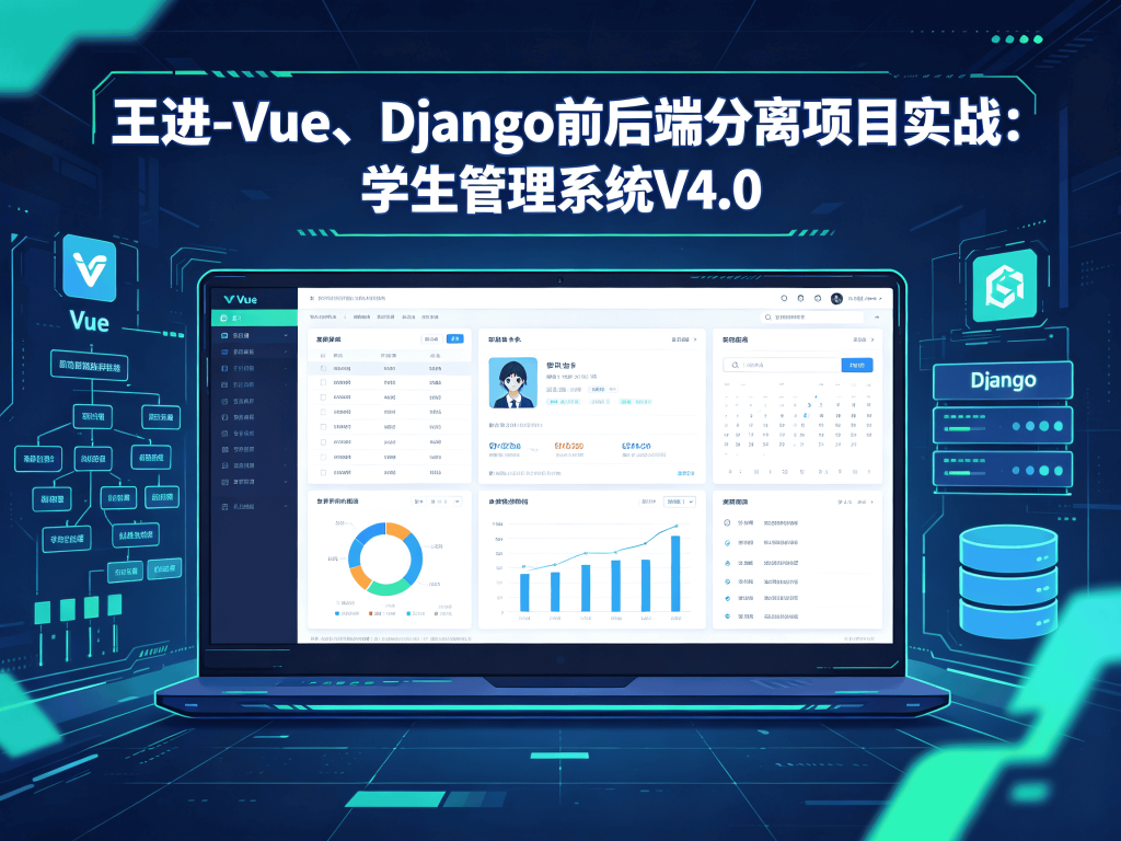 全栈王进-Vue、Django前后端分离项目实战：学生管理系统V4.0开发教程_Vue/React/Node一网打尽封面
