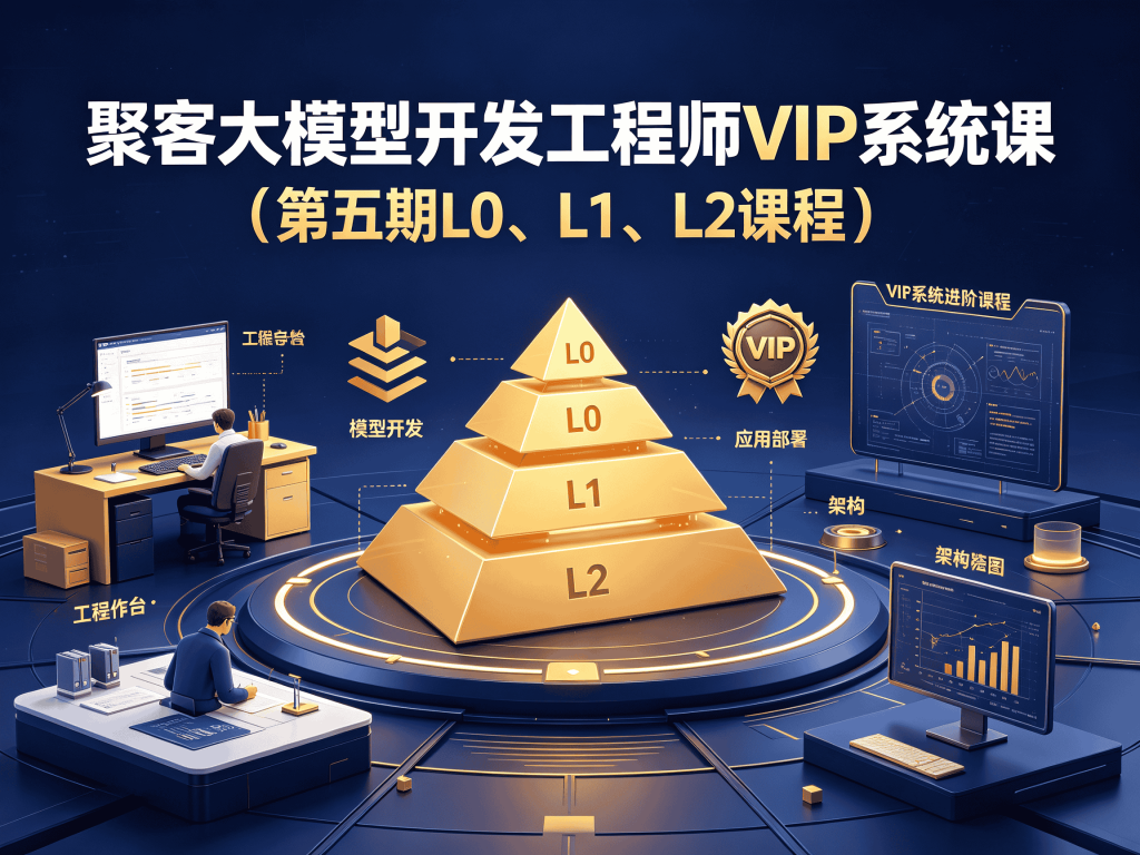 聚客大模型开发工程师VIP系统课（第五期L0、L1、L2课程）教程完整版_编程学习资源分享封面