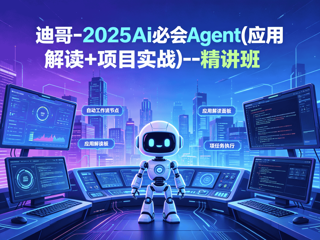迪哥-2025Ai必会Agent(应用解读+项目实战)--精讲班全套课程_含AI绘画/视频/部署实战封面