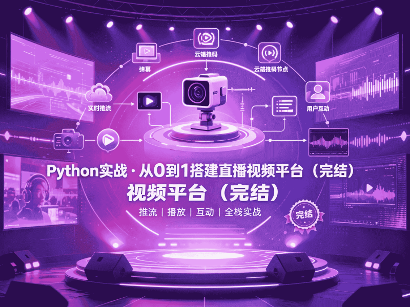 Python实战·从0到1搭建直播视频平台(完结)全套教程资源分享-速优课