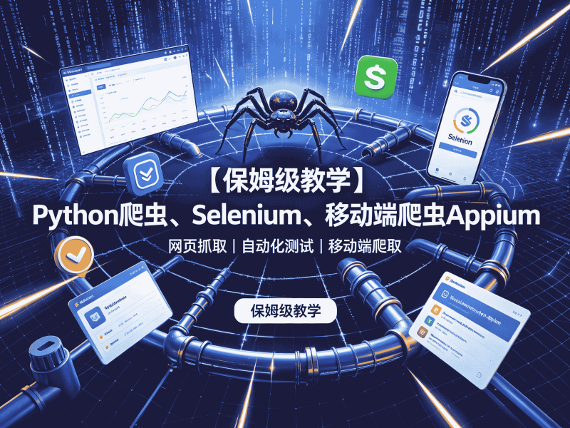 【保姆级教学】Python爬虫、Selenium、移动端爬虫Appium全套教程资源分享-速优课