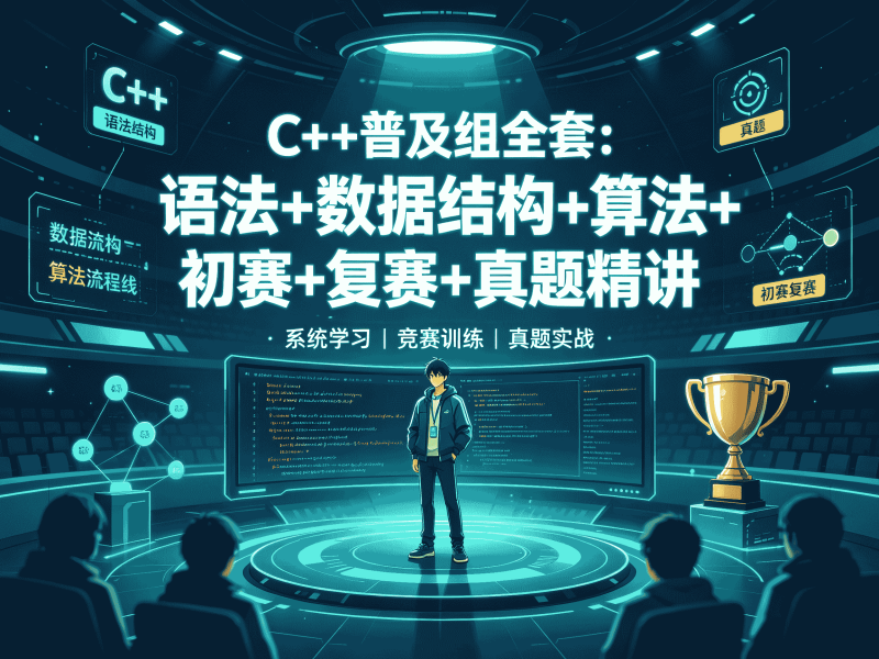 C++普及组全套：语法+数据结构+算法+初赛+复赛+真题精讲-速优课